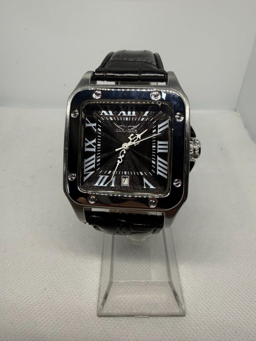 Jaragar Square Silver Case Black Dial Roman Numerals Men’s Automatic Watch